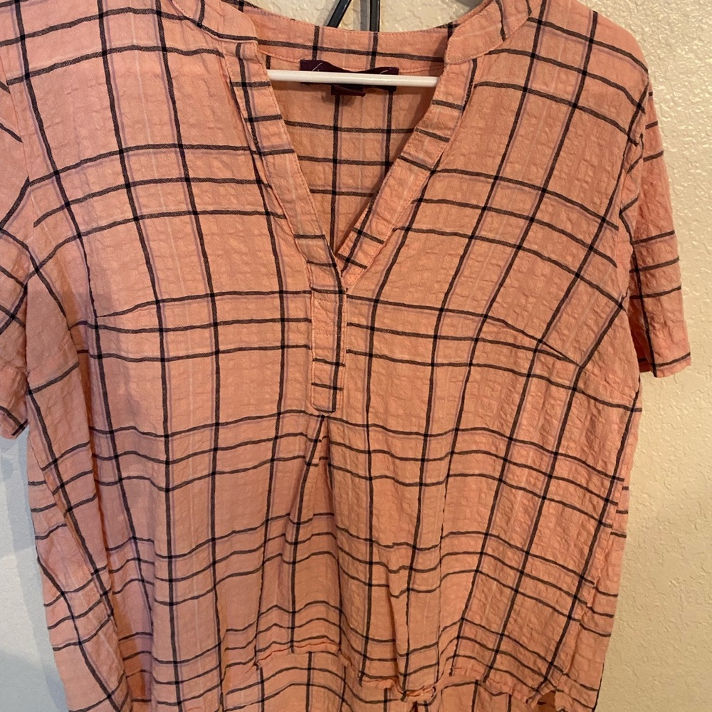 Gloria Vanderbilt Pink Plaid Blouse